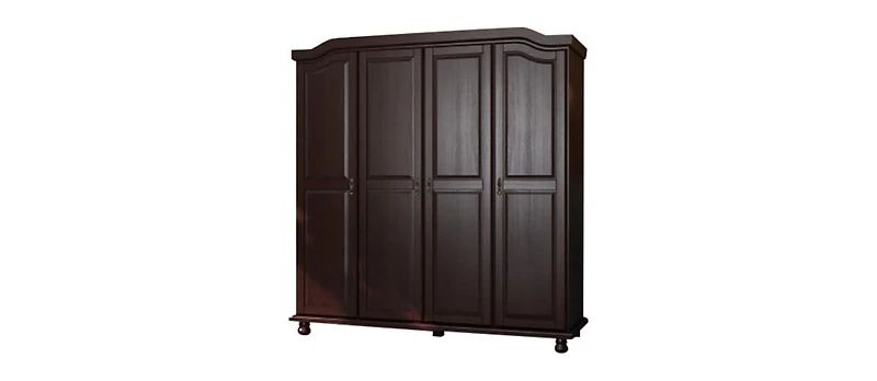 Palace Imports 100% Solid Wood Kyle 4-Door Wardrobe with Raised Panel Doors