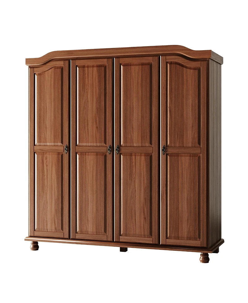 Palace Imports 100% Solid Wood Kyle 4-Door Wardrobe with Raised Panel Doors