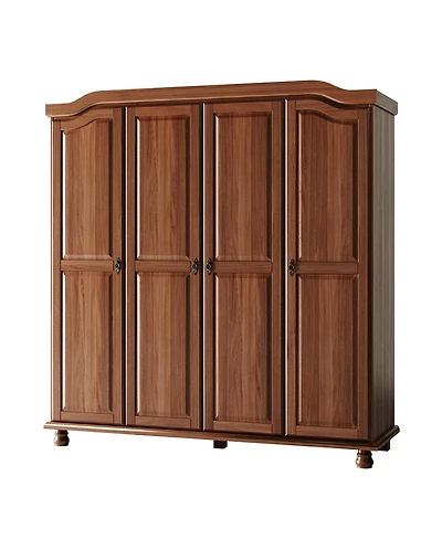 Palace Imports 100% Solid Wood Kyle 4-Door Wardrobe with Raised Panel Doors