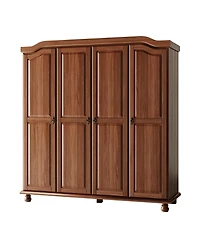 Palace Imports 100% Solid Wood Kyle 4-Door Wardrobe with Raised Panel Doors