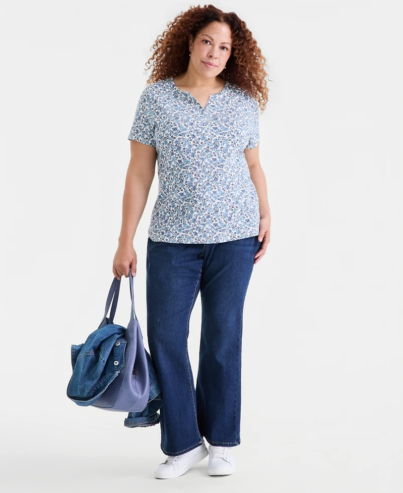 Style & Co Plus Short-Sleeve Henley Top