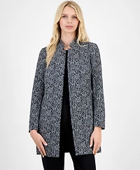 Kasper Women's Jacquard Mandarin-Collar Open-Front Topper