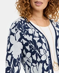 Jm Collection Women's Floral Jacquard Cardigan Sweater, Macy's Exclusive