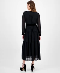 Robbie Bee Women's Surplice Tiered V-Neck Maxi Dress