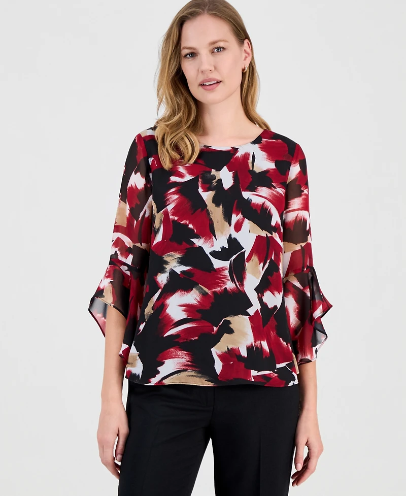 Kasper Women's Printed 3/4-Sleeve Blouse