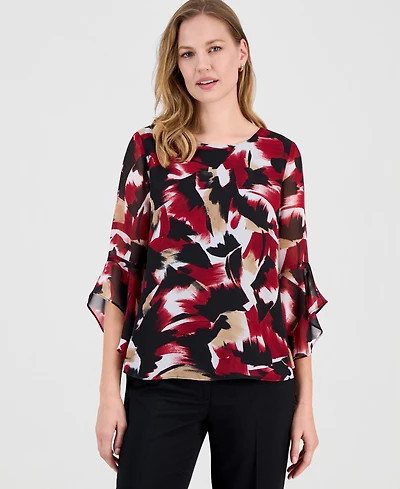 Kasper Women's Printed 3/4-Sleeve Blouse