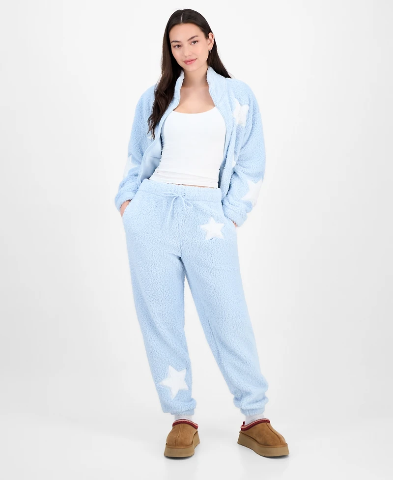 Madden Girl Juniors' Sherpa Fleece Bow Jogger Pants