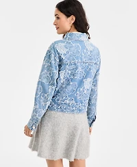 On 34th Women's Denim Jacquard Trucker Jacket, Macy's Exclusive