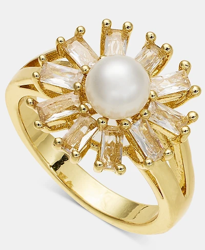 Charter Club Cubic Zirconia & Imitation Pearl Statement Ring, Macy's Exclusive