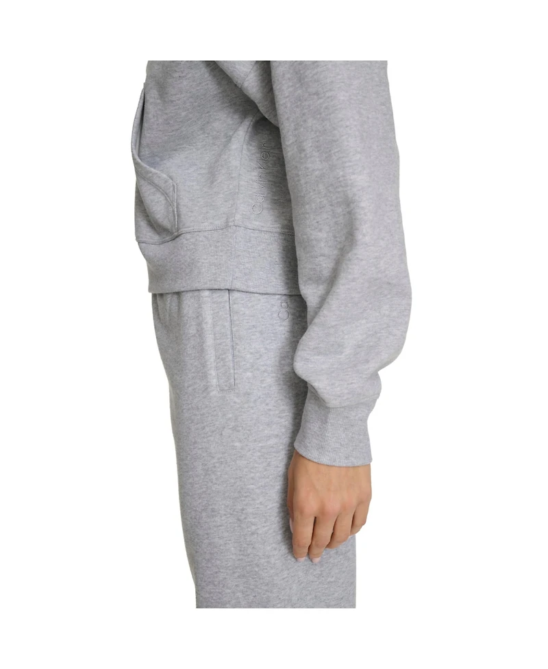 Calvin Klein Women's Fleece Crop Zip-Front Long-Sleeve Hoodie