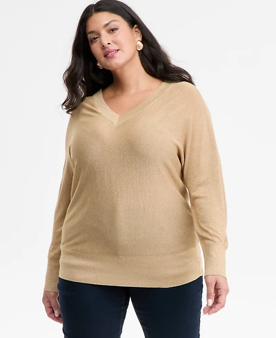 I.n.c. International Concepts Plus V-Neck Dolman-Sleeve Sweater, Macy's Exclusive