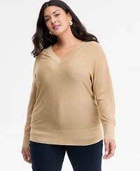 I.n.c. International Concepts Plus V-Neck Dolman-Sleeve Sweater, Macy's Exclusive