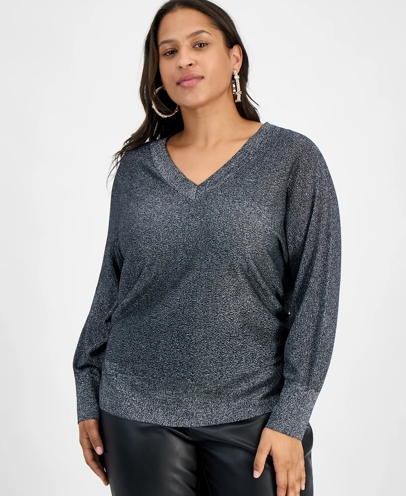 I.n.c. International Concepts Plus V-Neck Dolman-Sleeve Sweater, Macy's Exclusive