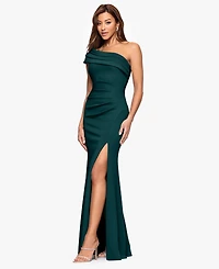 Xscape Women's One-Shoulder Pleat Long Dress