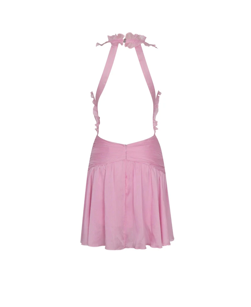 Miss Circle Women's Odelle Tulip Pink Crinkle Chiffon Wrap Dress
