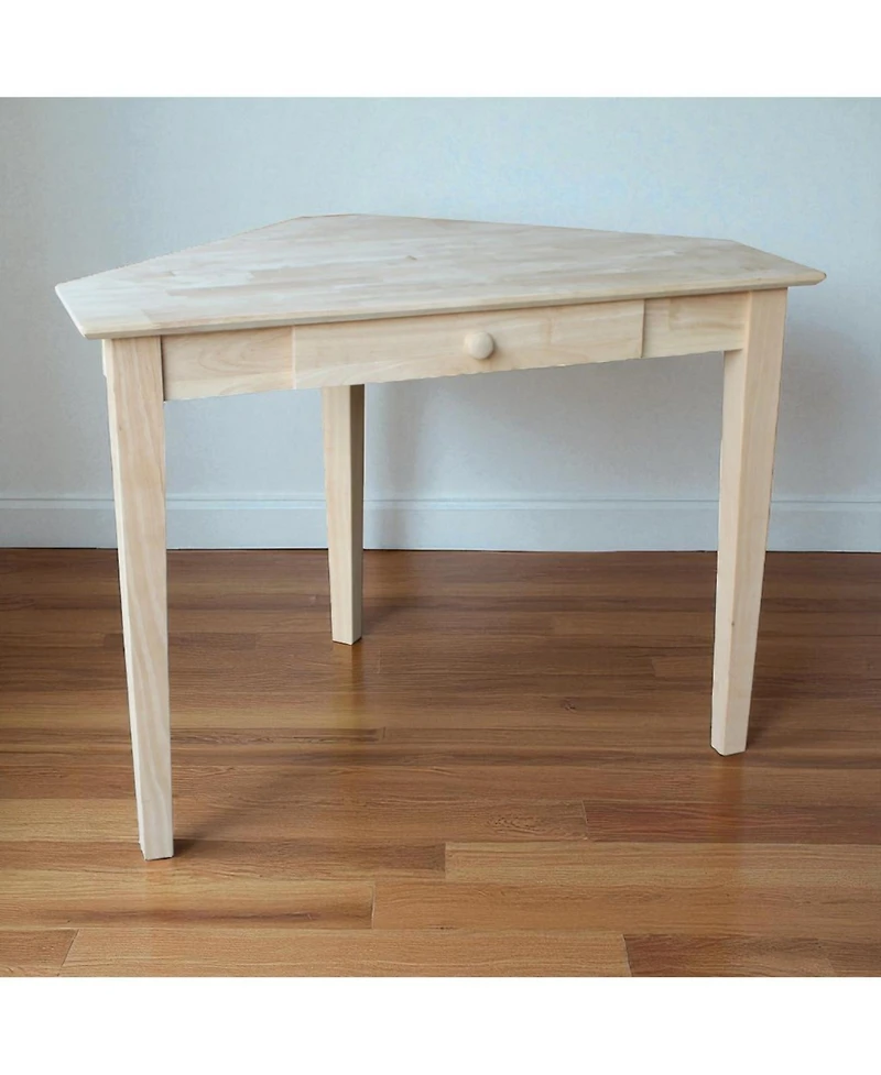 Unfinished Wood Corner Desk with Drawer for Laptop and Writing Storage