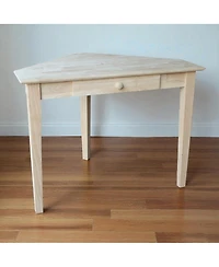 Unfinished Wood Corner Desk with Drawer for Laptop and Writing Storage