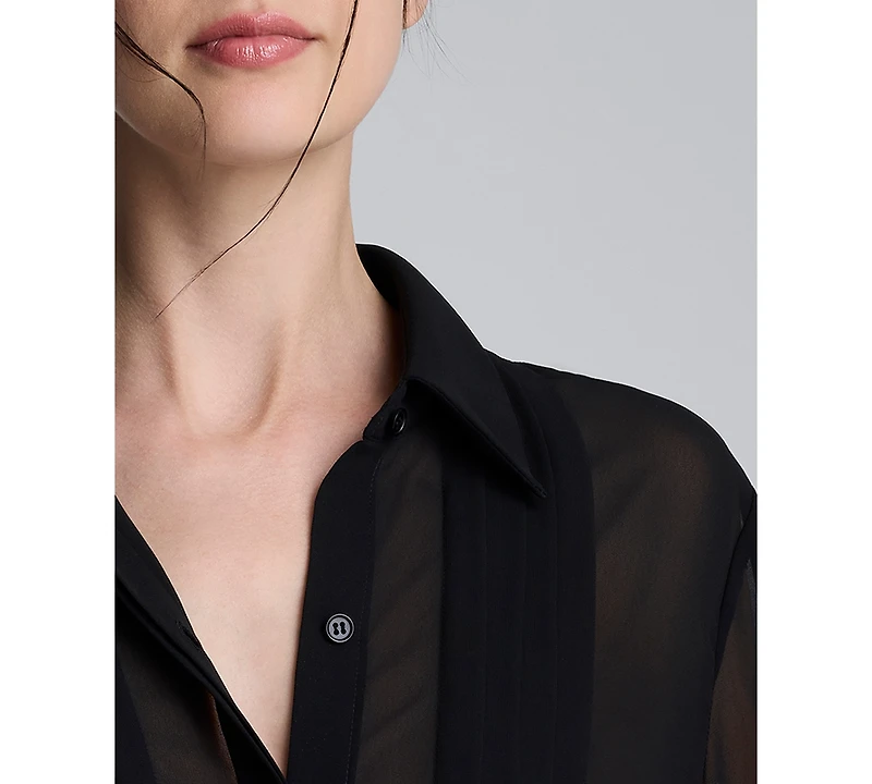 Kenneth Cole Women's Pleated Long Sleeve Top