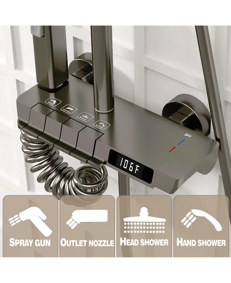 Smart Shower Faucet Set with Digital Display ,Thermostatic Piano Key Shower Combo Set with Rain Shower Head