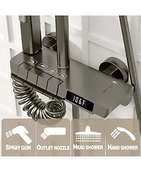 Smart Shower Faucet Set with Digital Display ,Thermostatic Piano Key Shower Combo Set with Rain Shower Head