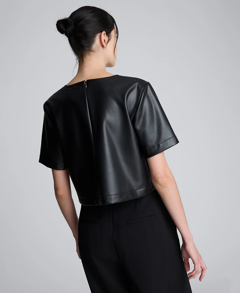 Kenneth Cole Women's Short Sleeve Crop Top