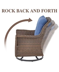Gymojoy ChrysArm Wicker Patio 2-Piece Swivel Chairs Outdoor Rocking Chair with Thick Deep CushionGuard Olefin Cushion