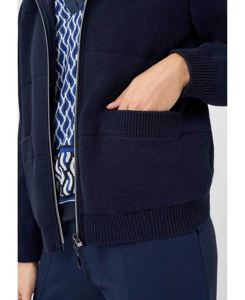 Olsen Women's Heavy Zip Front Hooded Cardigan