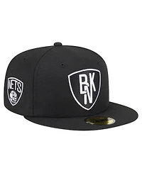 New Era Men's Black Brooklyn Nets Deceptor 59FIFTY Fitted Hat