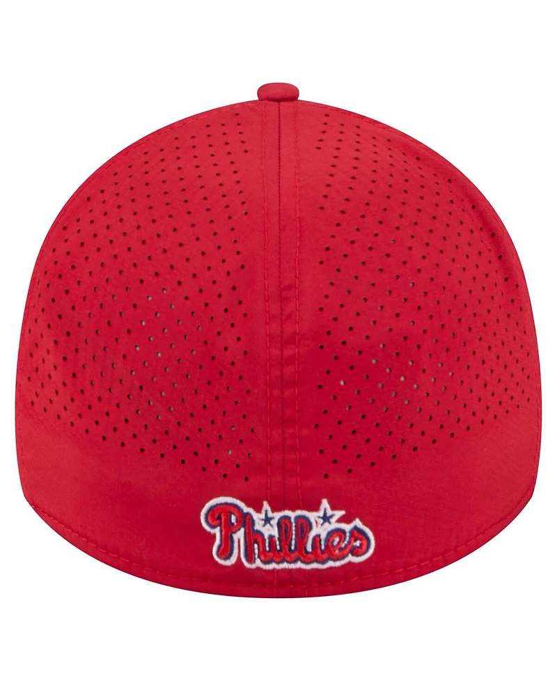 New Era Men's Red Philadelphia Phillies 39THIRTY A-Frame Perforated Flex Hat