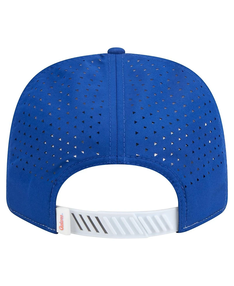 New Era Men's White/Royal Florida Gators Perforated Patched 9SEVENTY Adjustable Hat