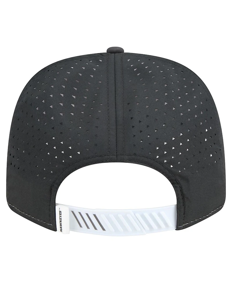 New Era Men's White/Black Iowa Hawkeyes Perforated Patched 9SEVENTY Adjustable Hat