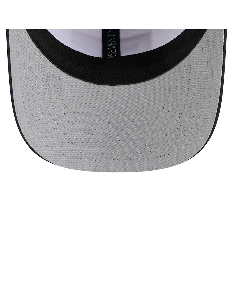 New Era Men's White/Navy Michigan Wolverines Perforated Patched 9SEVENTY Adjustable Hat
