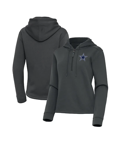 Antigua Women's Pewter Dallas Cowboys Contemporary Quarter-Zip Hoodie