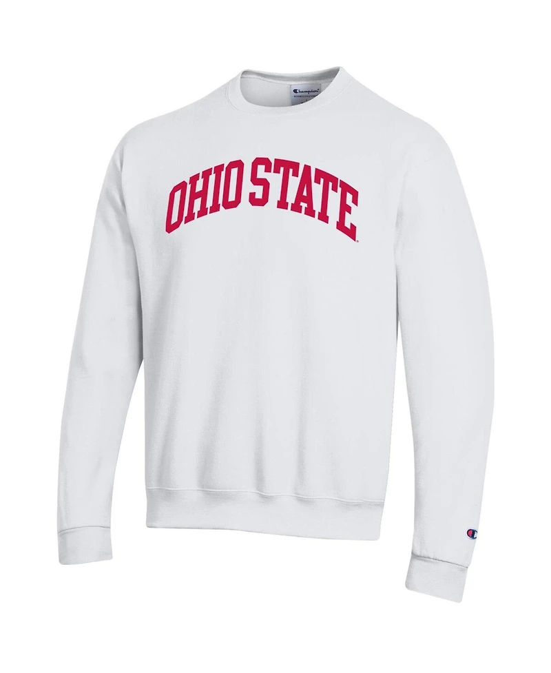 Champion Men's White Ohio State Buckeyes Basic Arch Fleece Pullover Sweatshirt