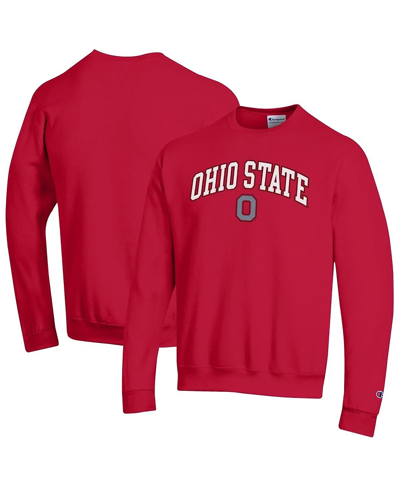 Champion Men's Scarlet Ohio State Buckeyes Arch Over Logo Pullover Sweatshirt