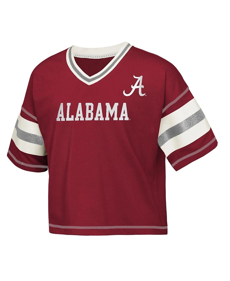 Outerstuff Big Girls Crimson Alabama Tide Gridiron Jersey V-Neck T-Shirt