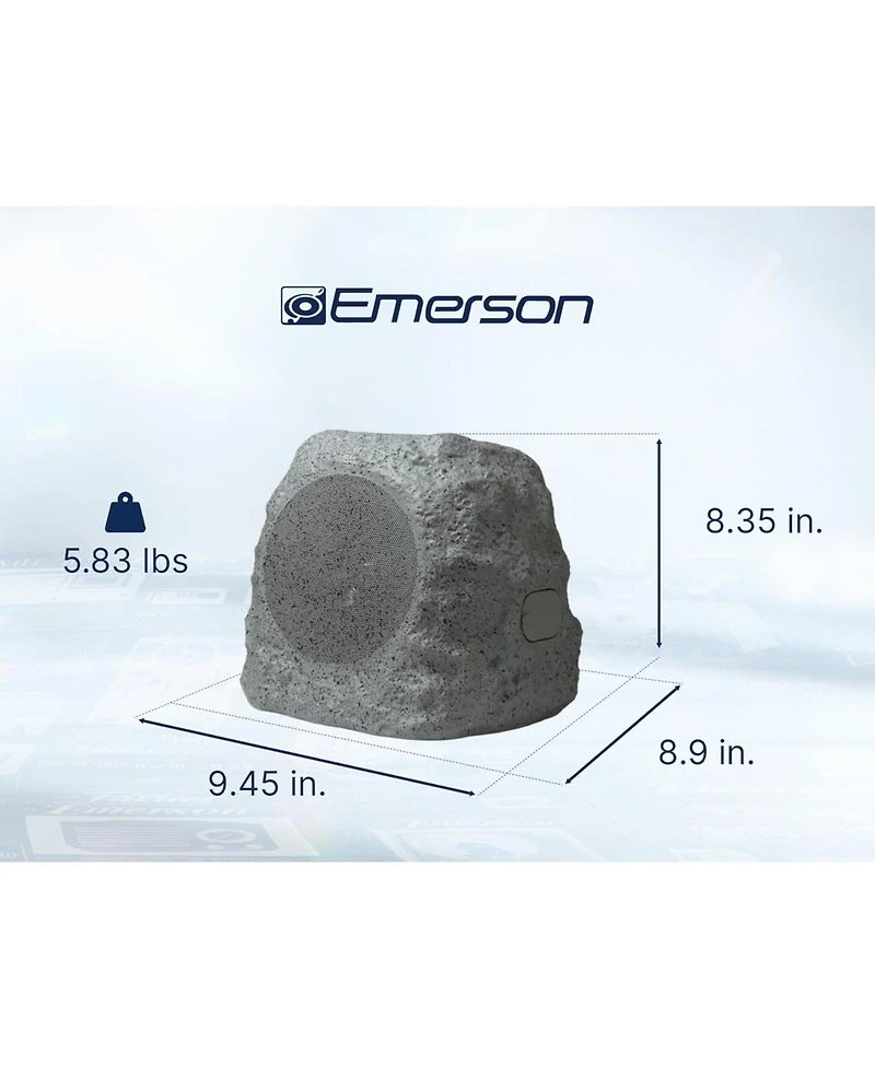 Emerson Ers-1001 Bluetooth Waterproof Outdoor Rock Speaker with Solar Charging