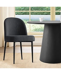 3-Piece 35" Round Dining Set with Black Pedestal Table and 2 Fabric Upholstered Chairs Legs for Kitchen or Room-Maison Boucle
