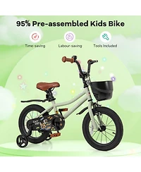 14" Kid s Bike with Training Wheels Adjustable Handlebar & Seat Handbrake