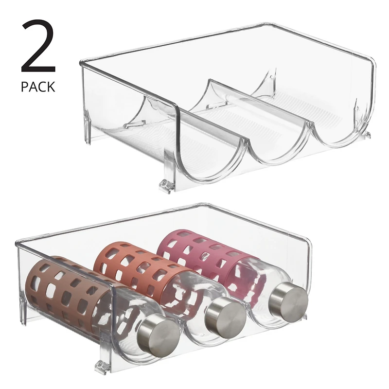 mDesign Plastic Free-Standing Stackable 3 Bottle Storage Rack, 2 Pack, Clear, Usa Made