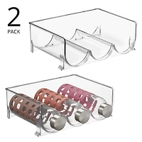 mDesign Plastic Free-Standing Stackable 3 Bottle Storage Rack, 2 Pack, Clear, Usa Made