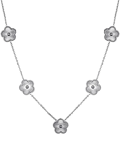 Adornia Tarnish Resistant Silver 5-Leaf Clover Station Necklace