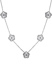 Adornia Tarnish Resistant Silver 5-Leaf Clover Station Necklace