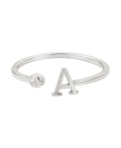 Adornia Silver Adjustable Cz Initial Ring