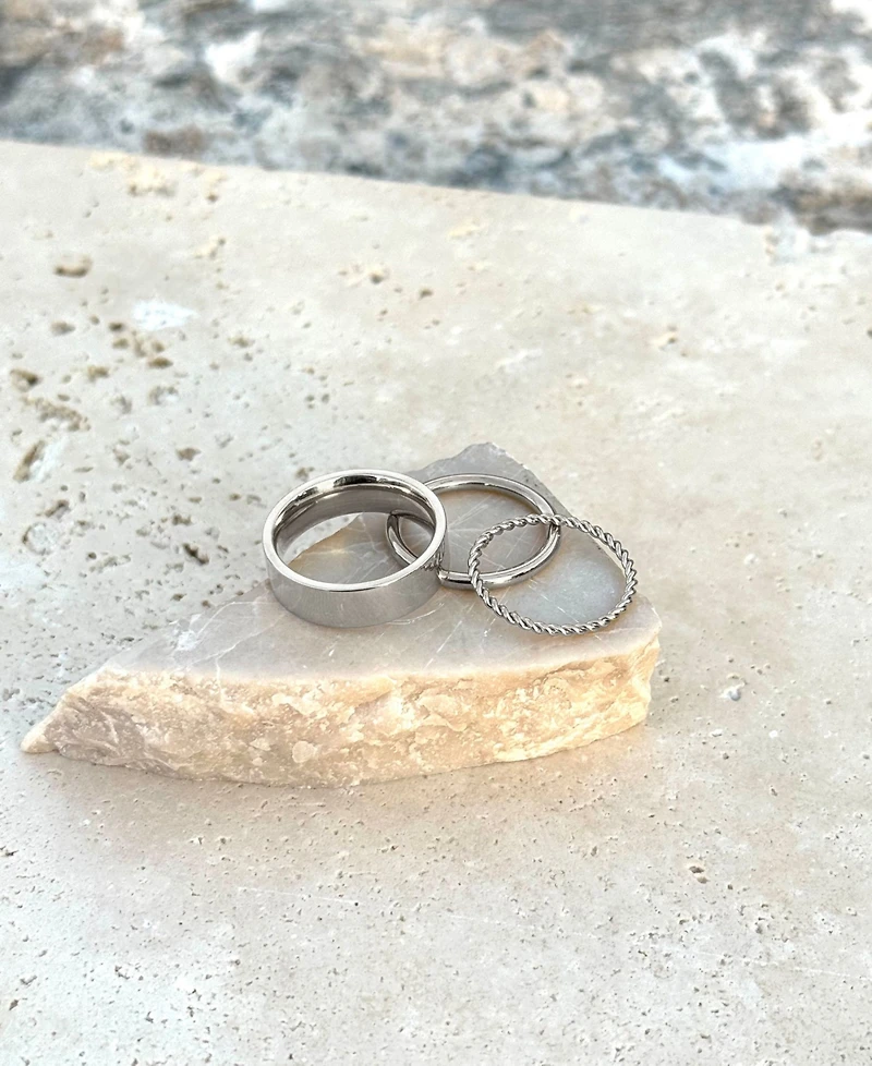 Adornia Tarnish Resistant Silver Ring Set