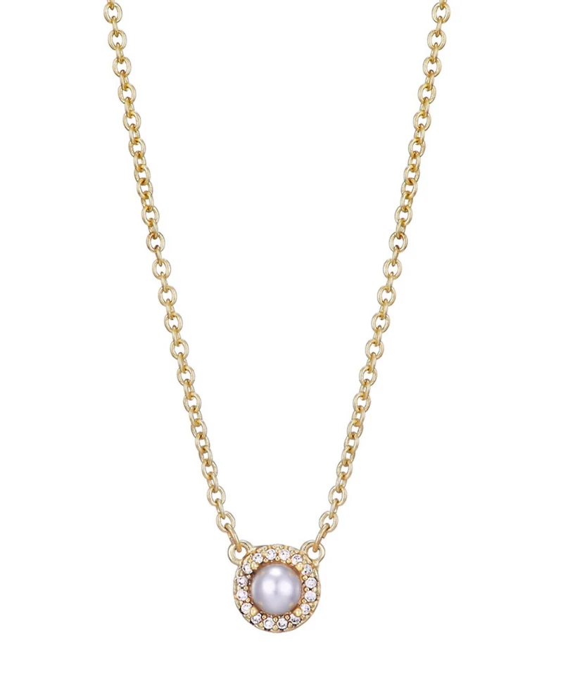 Adornia Gold Freshwater Pearl Cz Halo Necklace