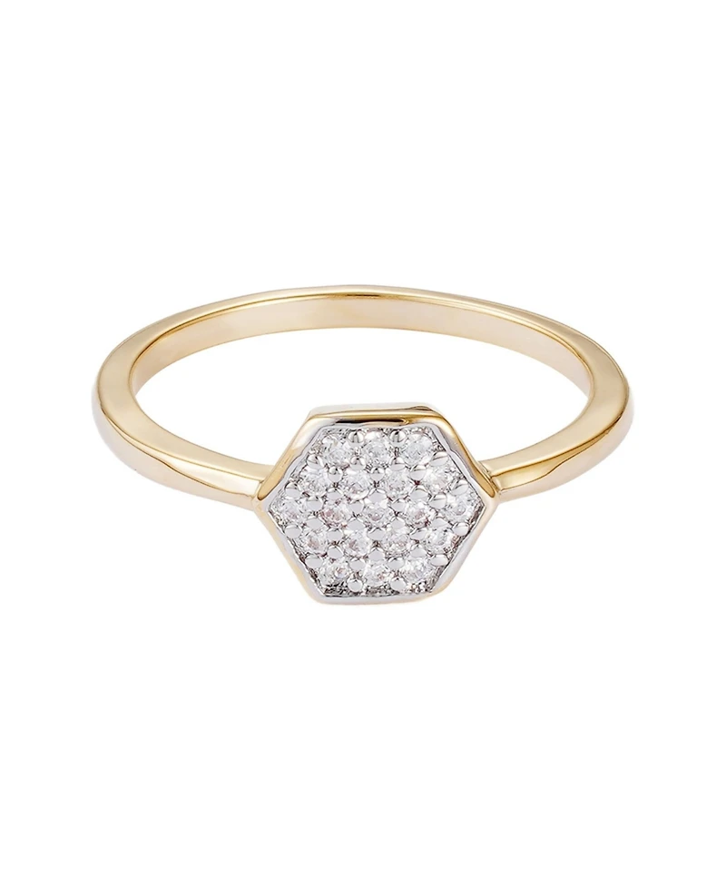 Adornia Gold Cz Mini Hexagon Ring
