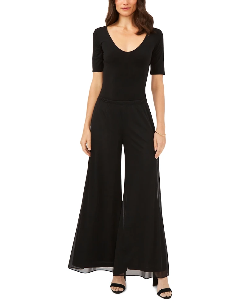 Msk Petite Mesh Wide-Leg Dress Pants