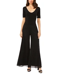 Msk Petite Mesh Wide-Leg Dress Pants