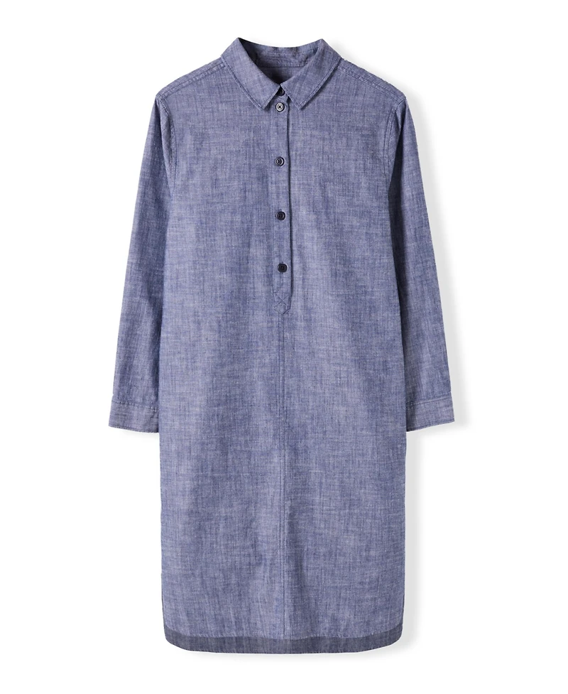 Celtic & Co. Women's Chambray Long Sleeve Knee Length Dress